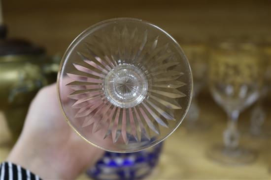 A pair of Bohemian gilt etched glass vases and assorted glassware